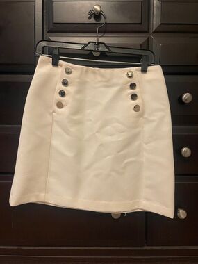 H&M Cream Mini Skirt with Decorative Buttons